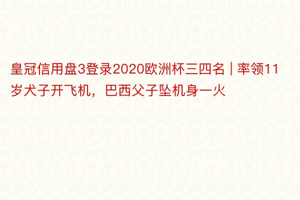 皇冠信用盘3登录2020欧洲杯三四名 | 率领11岁犬子开飞机，巴西父子坠机身一火